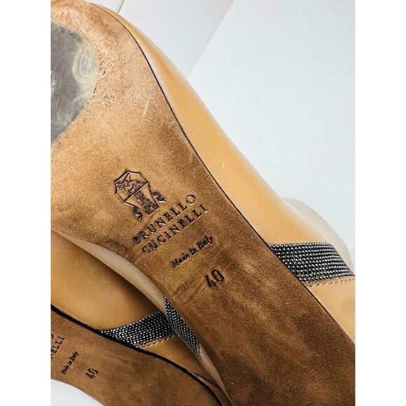 BRUNELLO CUCINELLI Ball Chain Knee-High Tan Leather Boots Women’s Size 40 IT - Picture 4 of 12